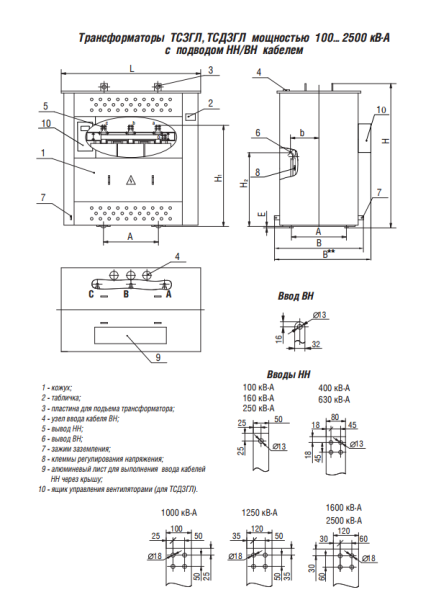 ТСЗГЛ 630/10/0,4 Д/Ун-11 У3 трансформатор НН/ВН