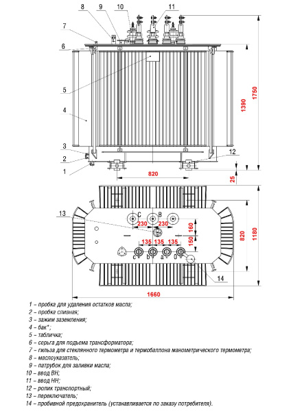 Трансформатор ТМГ21 1000/10/0,4 У/Ун-0 У1