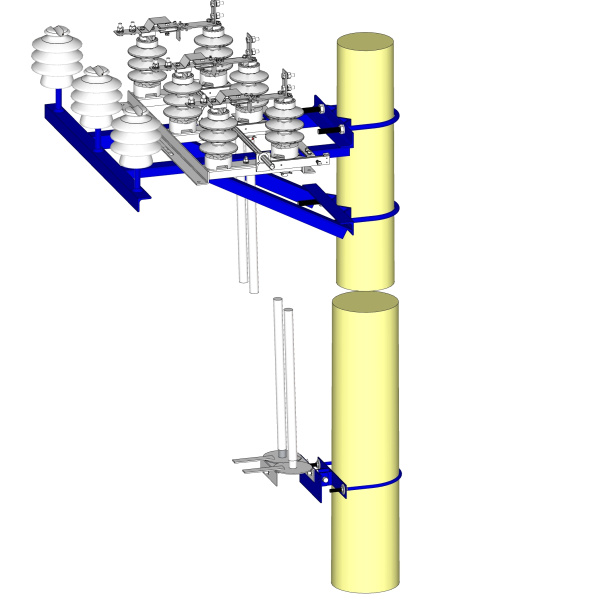 Комплект крепления разъеденителя РЛНД и привода ПРНЗ-10 на дер. столб