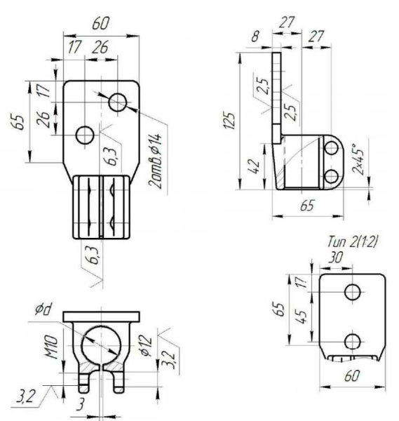 1000 кВА зажим контактный НН (литьё DIN, М33х2,0)
